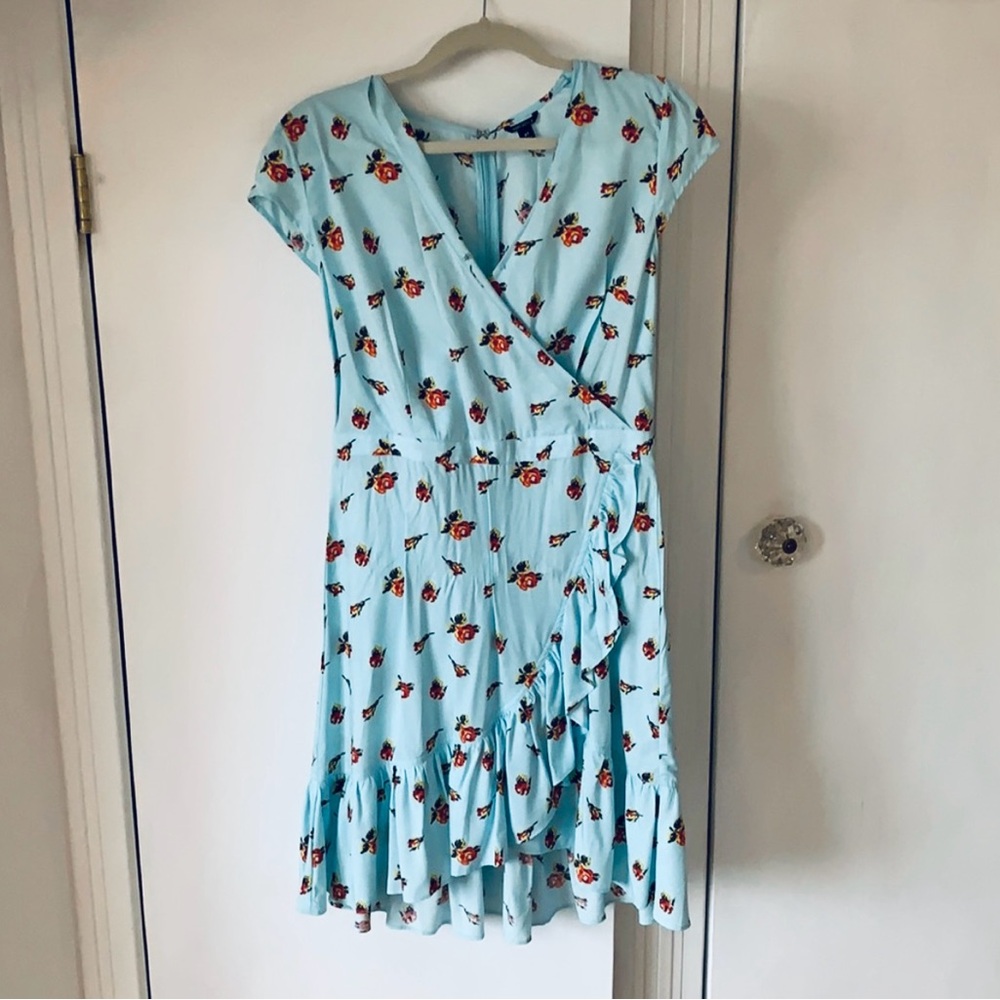 J. Crew Light Blue Floral Faux Wrap Dress Sz 6T